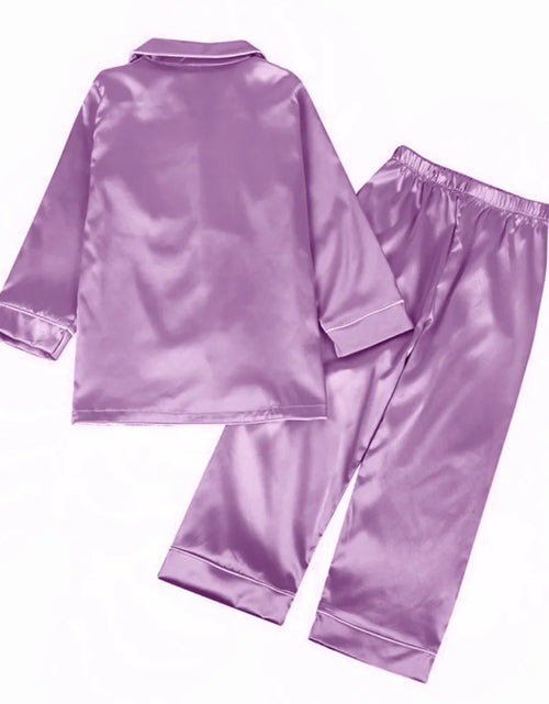 Load image into Gallery viewer, Maxcozy Kids Big Girls Boys Satin Silk Pajamas Set Top Shirt + Pants Sleepwear
