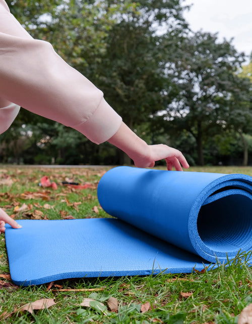 Load image into Gallery viewer, All-Purpose 1-Inch Extra Thick High Density Anti-Tear Exercise Yoga Mat with Carrying Strap, Blue

