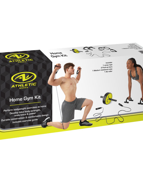 Load image into Gallery viewer, Home Gym Kit, Includes Resistance Tube, Ab Wheel, Jump Rope and Push-Up Bars
