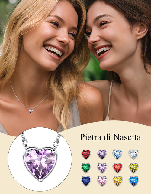 Load image into Gallery viewer, Silver Necklace 925 Sterling Silver Birthstone Love Heart Necklace Mother'S Day Gift
