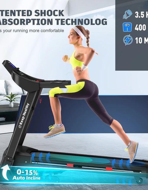 Load image into Gallery viewer, 400Lb Capacity 3.5 HP Treadmill with 15% Auto Incline for Home - Heavy Duty Foldable Treadmill with App/Bluetooth - 18 Inch Wide Belt Folding Treadmill
